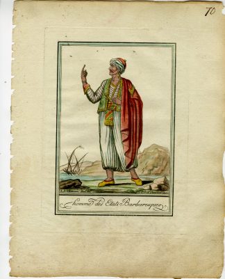 3-Antique Prints-PIRATE-MAN-BARBARY-STATES-WOMEN-CLOAK-Labrousse-Grasset-1797