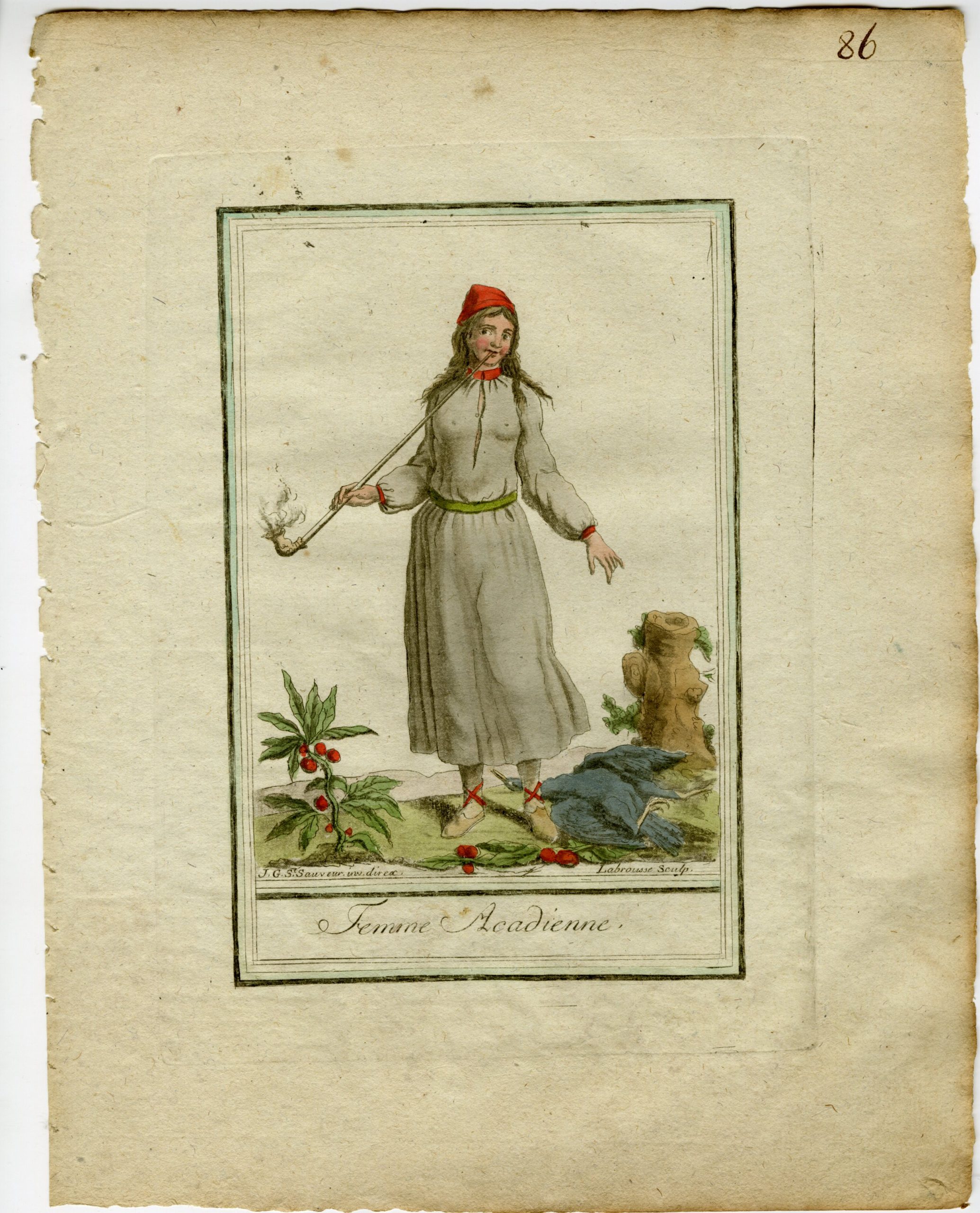 , 2-Antique Prints-ACADIAN-FRENCH-CANADA-TATOO-Laroque and Labrousse-Grasset-1797, Pictura Antique Prints