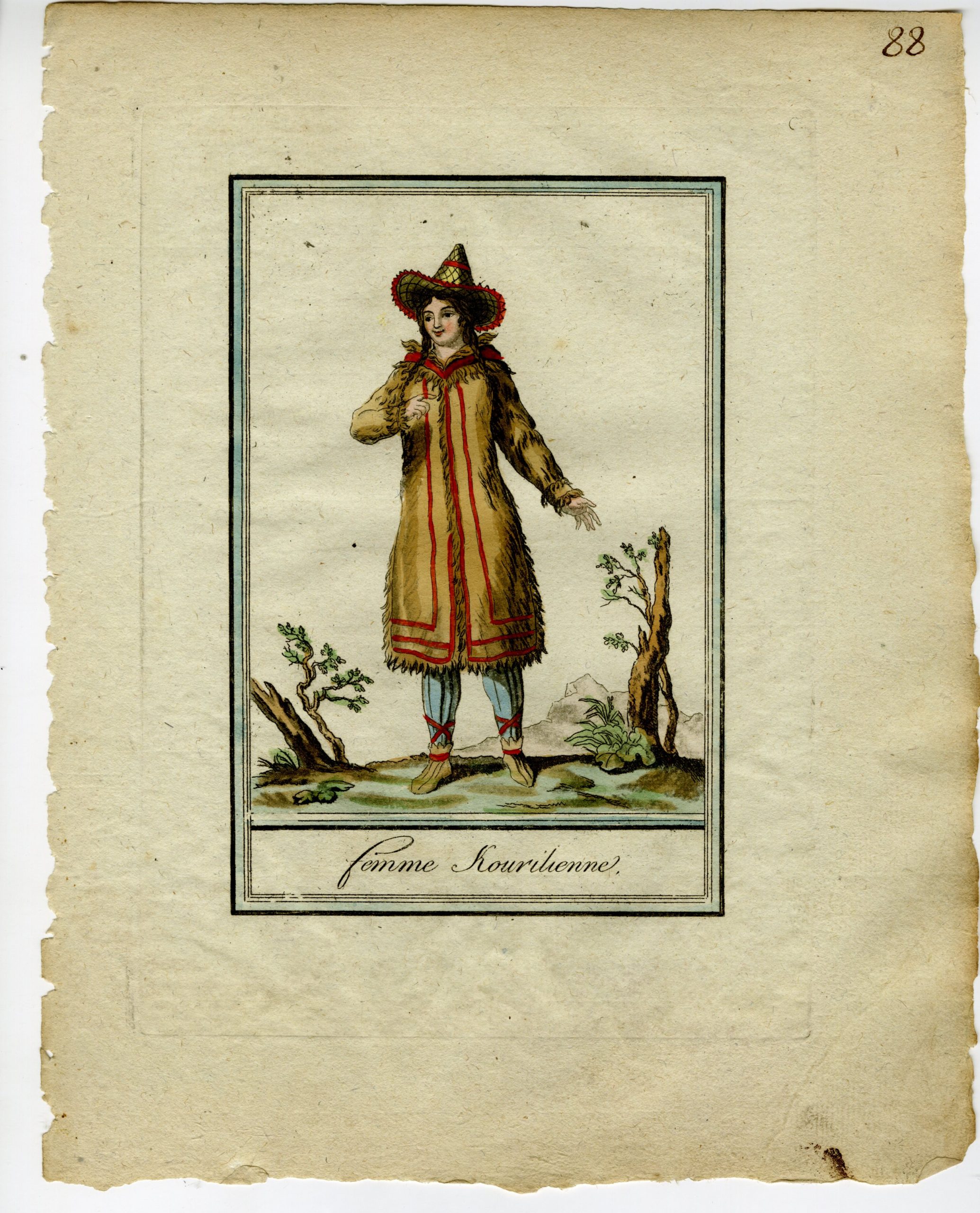 , 2-Antique Prints-KURILS-MAN-WOMAN-Laroque and Labrousse-Grasset-1797, Pictura Antique Prints