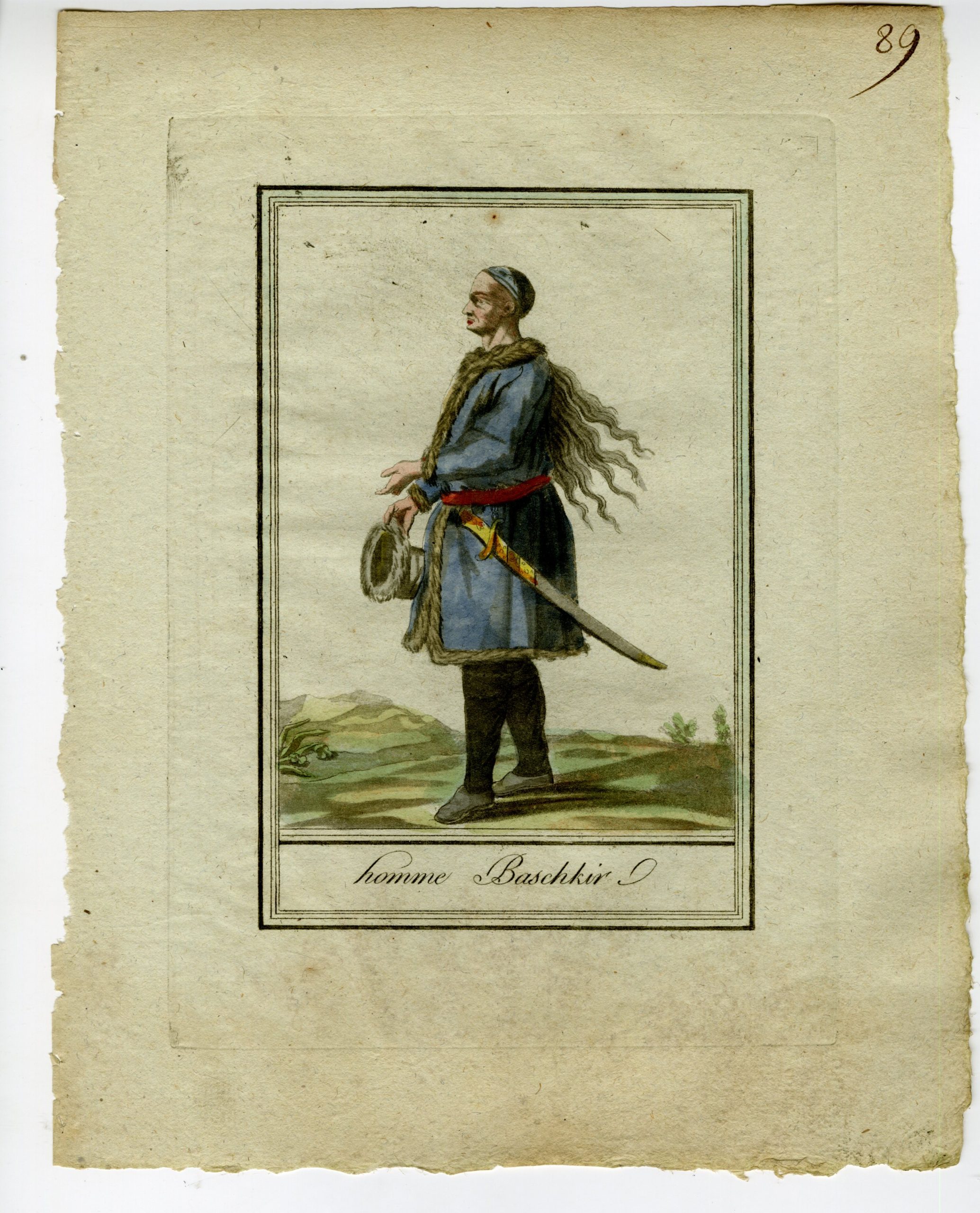 , 2-Antique Prints-BASHKIR-MAN-WOMAN-Laroque and Labrousse-Grasset-1797, Pictura Antique Prints