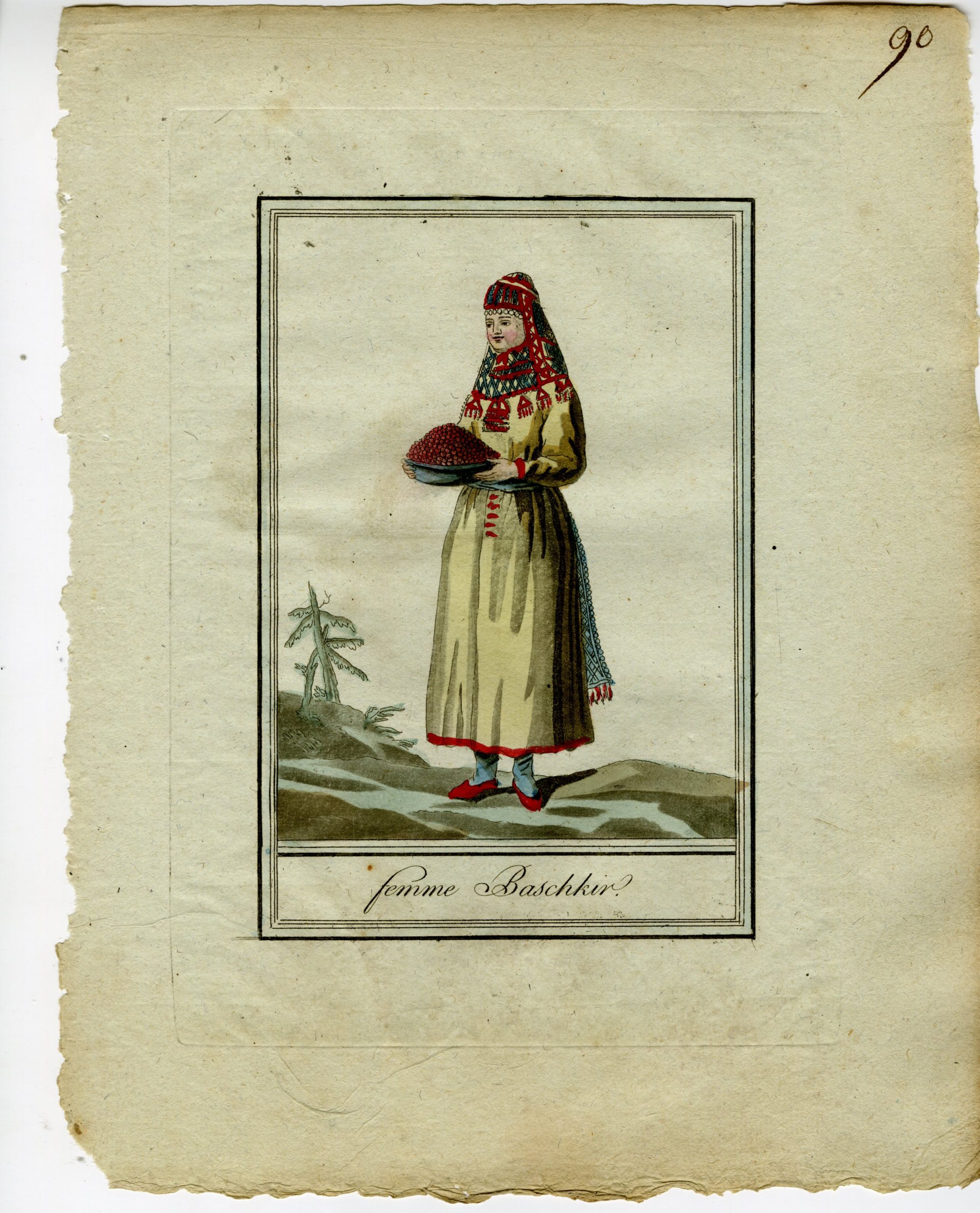, 2-Antique Prints-BASHKIR-MAN-WOMAN-Laroque and Labrousse-Grasset-1797, Pictura Antique Prints