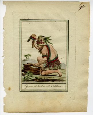 2-Antique Prints-NEW-CALEDONIA-MELANASIA-MAN-WOMAN-Laroque-Grasset-1797