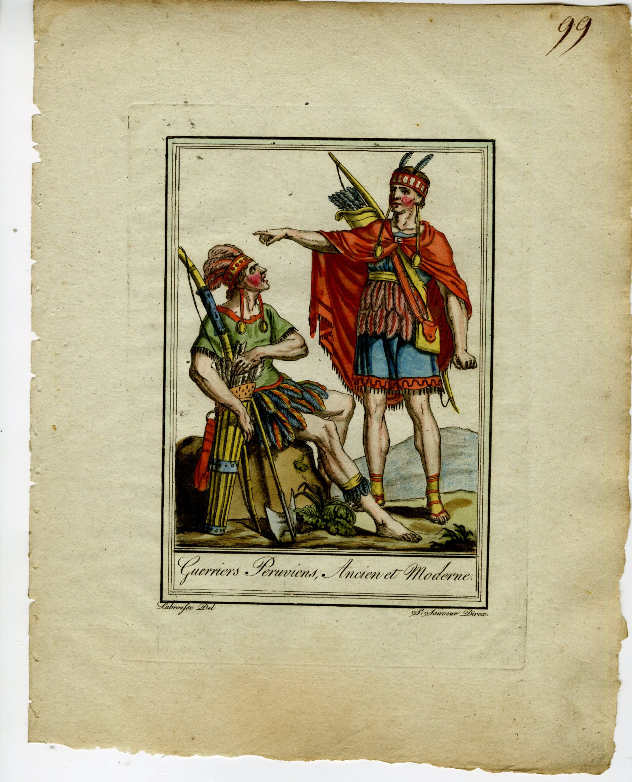 Pictura 02747 416x515 Antique Print-PERUVIAN-WARRIORS-TRADITIONAL-ATTIRE-Labrousse-Grasset-1797