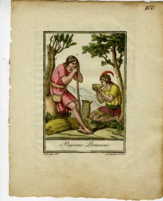 2-Antique Prints-PERUVIAN-PEASANT-TRADITIONAL-ATTIRE-Labrousse-Grasset-1797