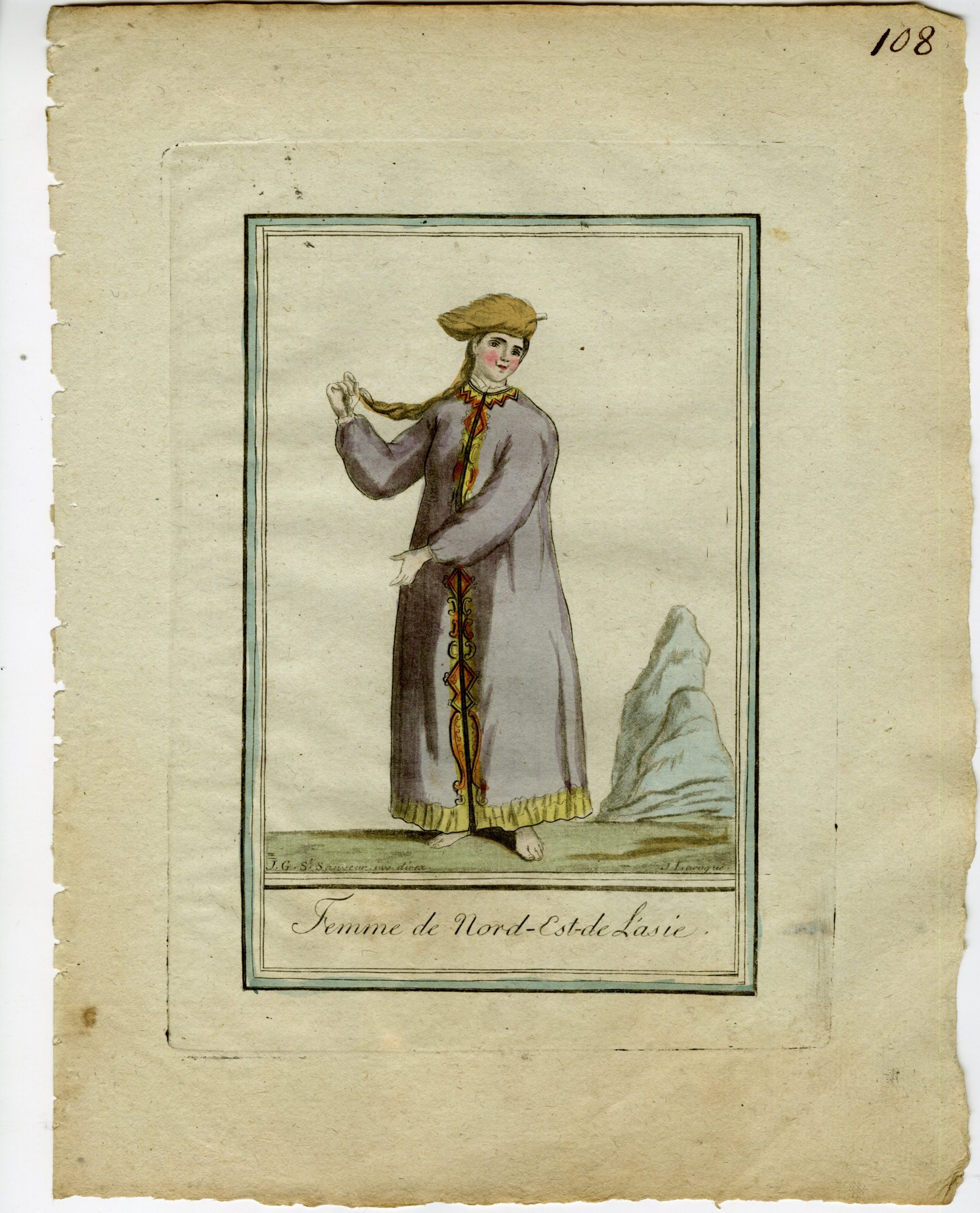 , 2-Antique Prints-NORTHEAST-ASIA-CULTURE-TRADITIONAL-ATTIRE-Laroque-Grasset-1797, Pictura Antique Prints