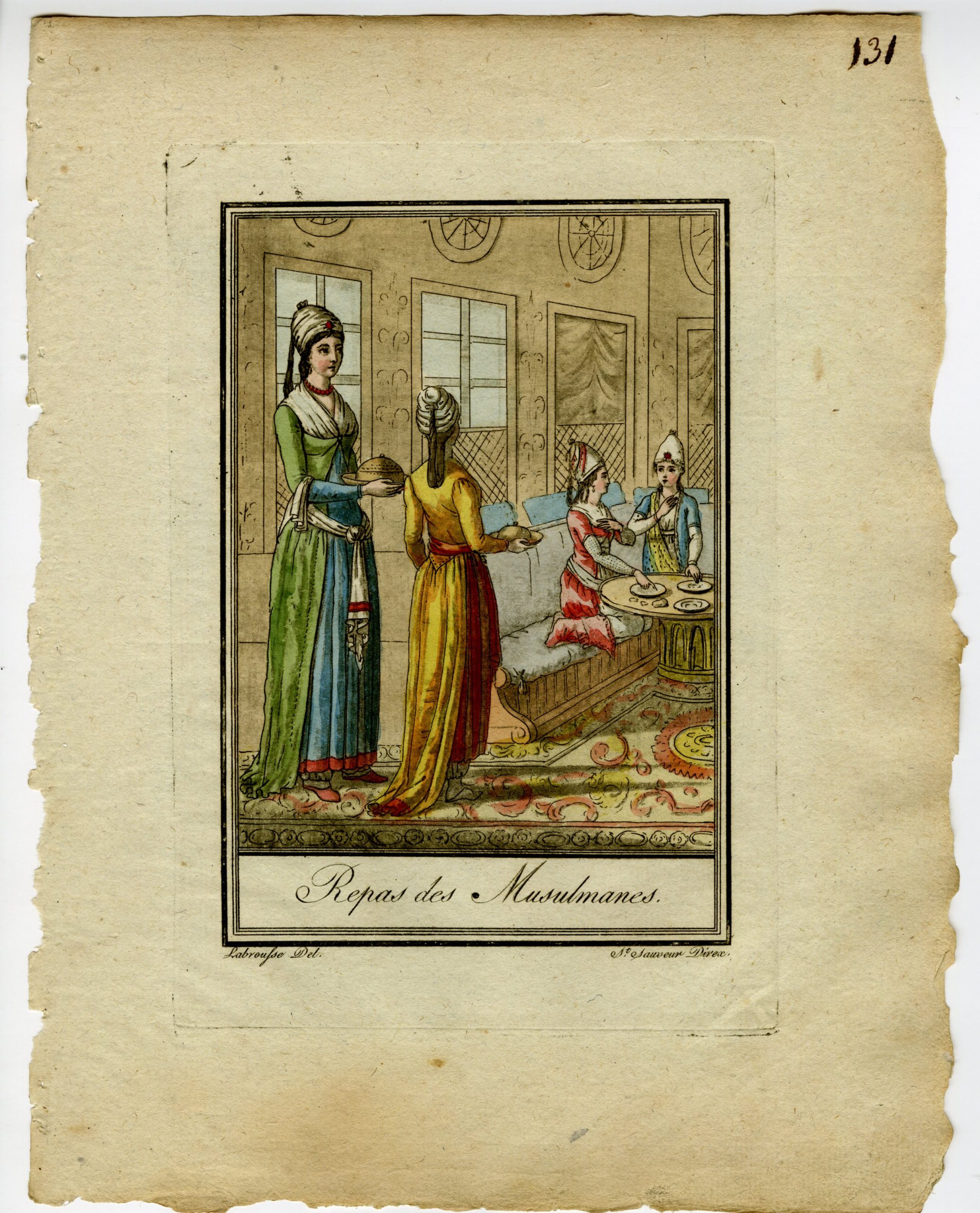 , Antique Print-ISLAMIC-CULTURE-COMMUNAL-MEAL-DOMESTIC-LIFE-Labrousse-Grasset-1797, Pictura Antique Prints