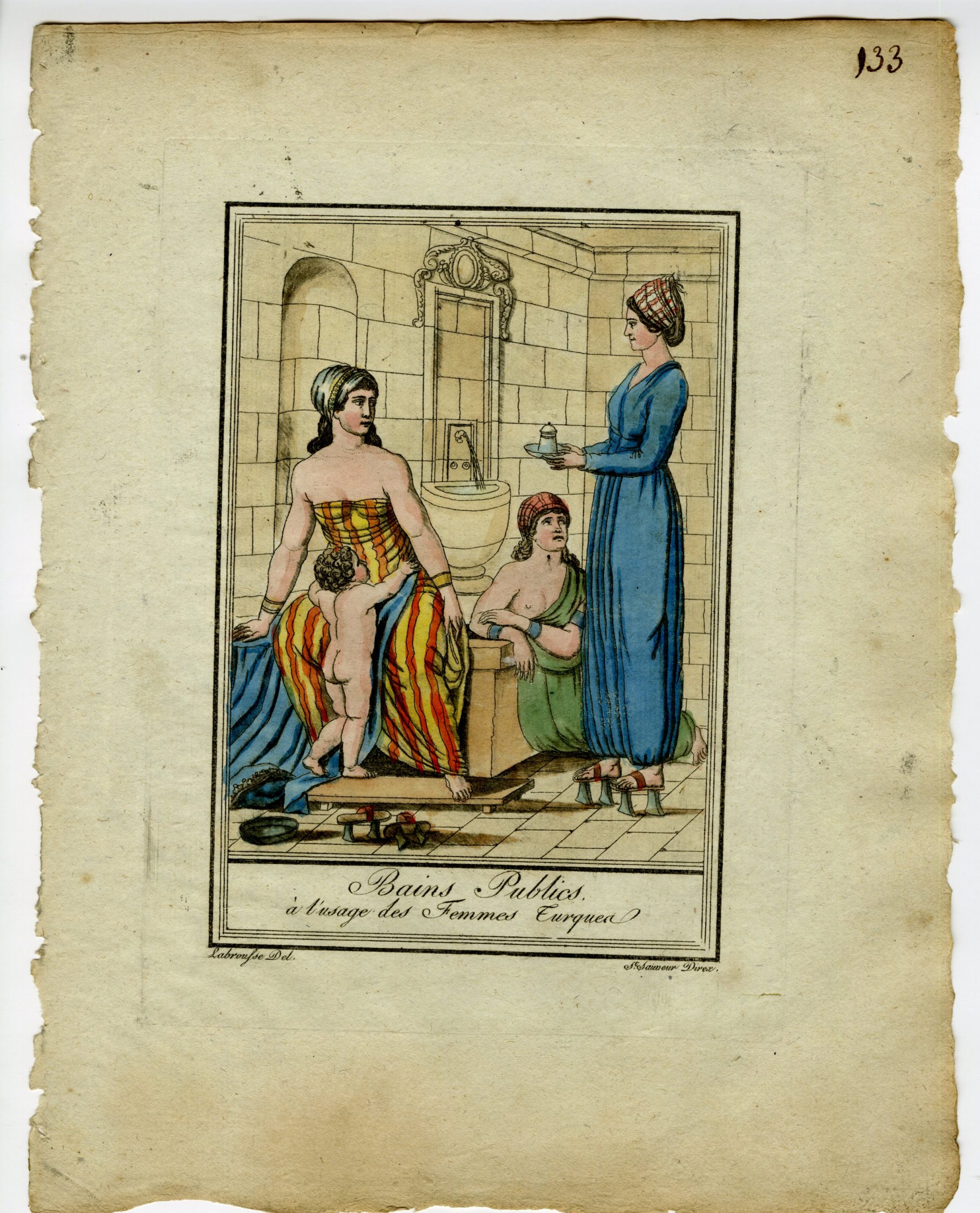 , Antique Print-TURKISH-CULTURAL-PRACTICES-HAMMAM-BATHING-Labrousse-Grasset-1797, Pictura Antique Prints