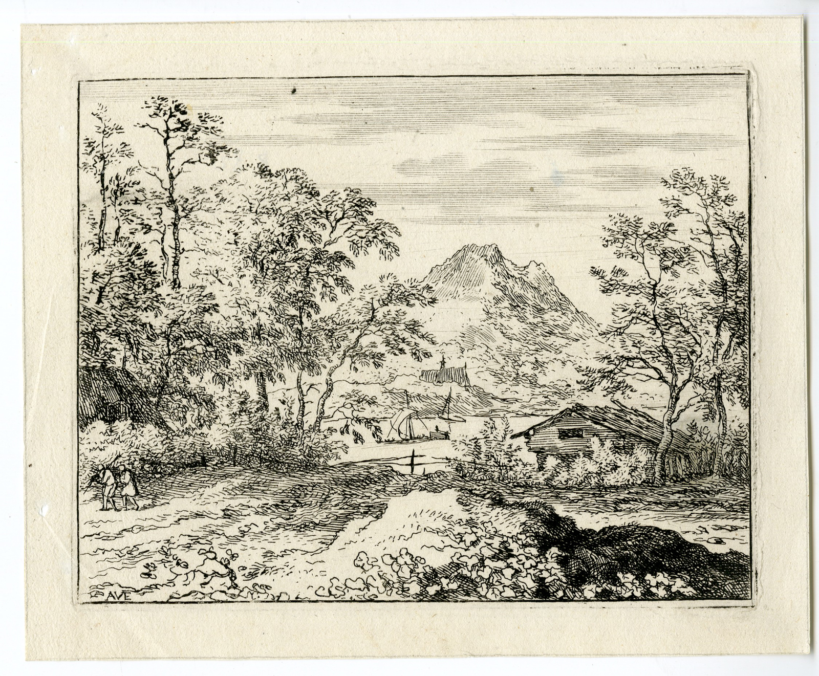 , Antique Master Print-LANDSCAPE-WOODEN HUT-PEAK-Van Everdingen-1631-1675, Pictura Antique Prints
