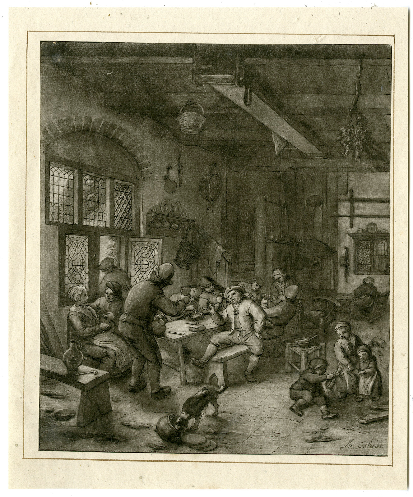 , Antique Master Print-INN-PIPE-TOBACCO-PLAYING-CARDS-vd Bos-Ostade-1778-1838, Pictura Antique Prints