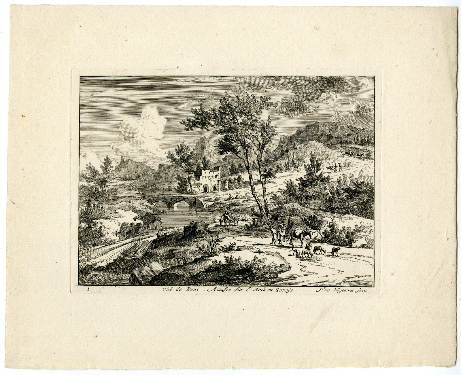 , 4-Antique Master Prints-LANDSCAPES-SAVOIE-Van der Vinne-1688-1721, Pictura Antique Prints