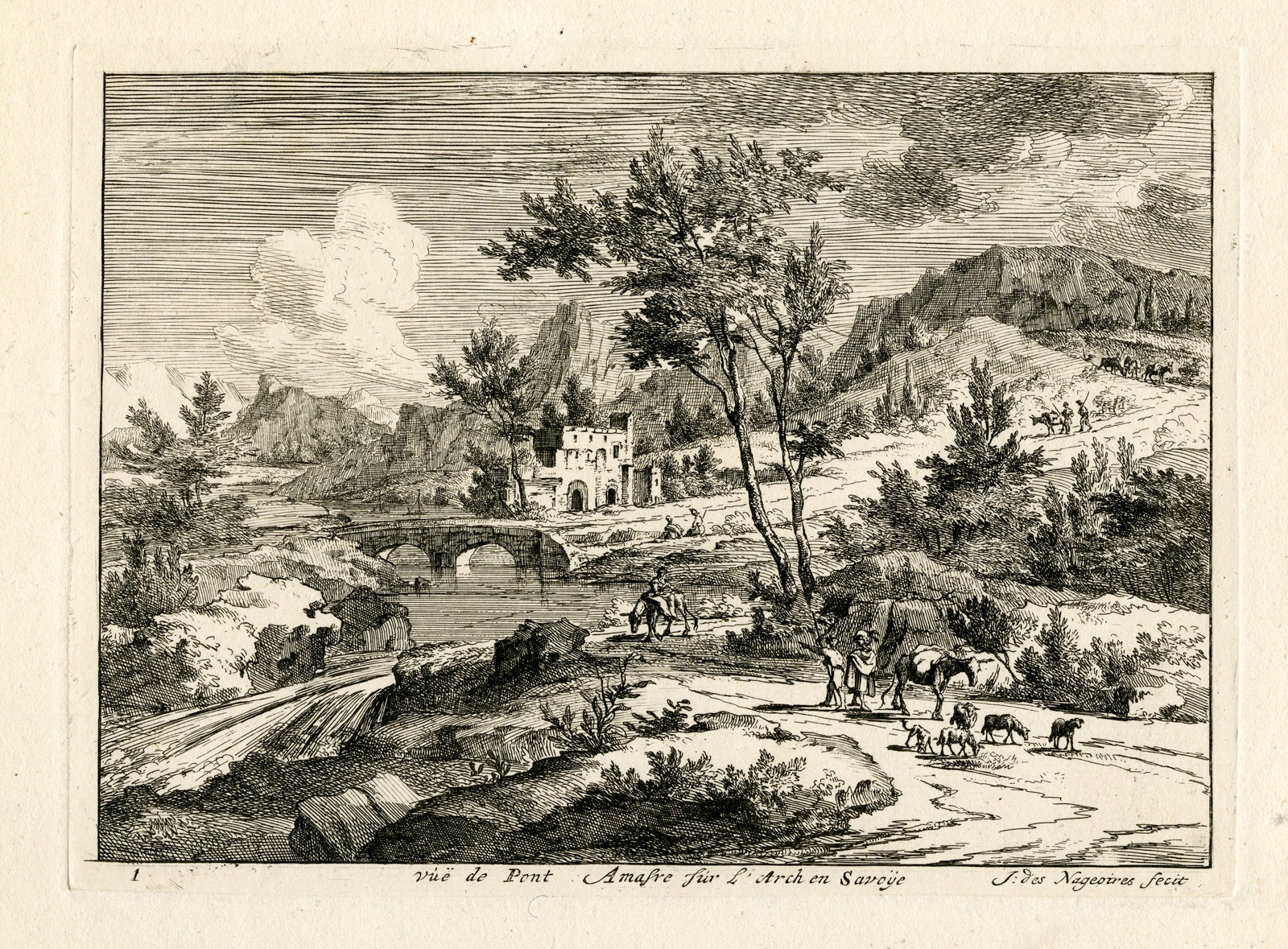 , 4-Antique Master Prints-LANDSCAPES-SAVOIE-Van der Vinne-1688-1721, Pictura Antique Prints