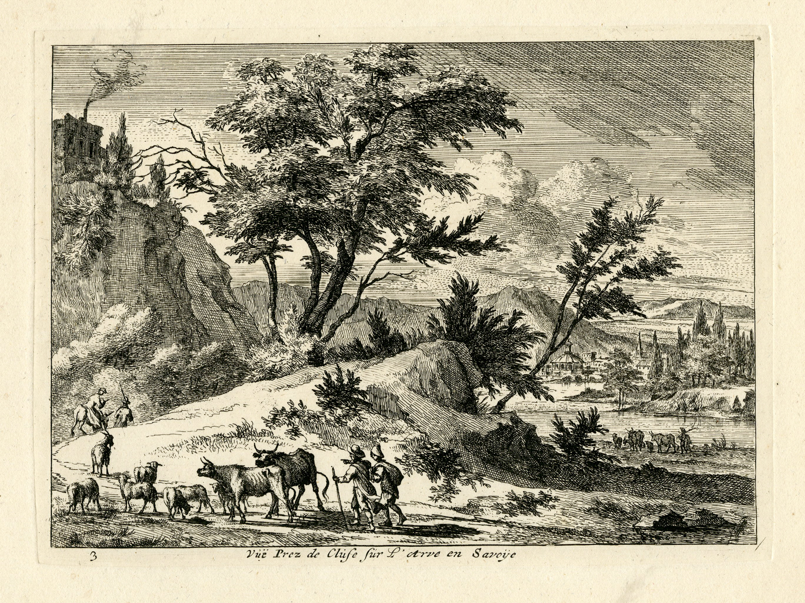 , 4-Antique Master Prints-LANDSCAPES-SAVOIE-Van der Vinne-1688-1721, Pictura Antique Prints
