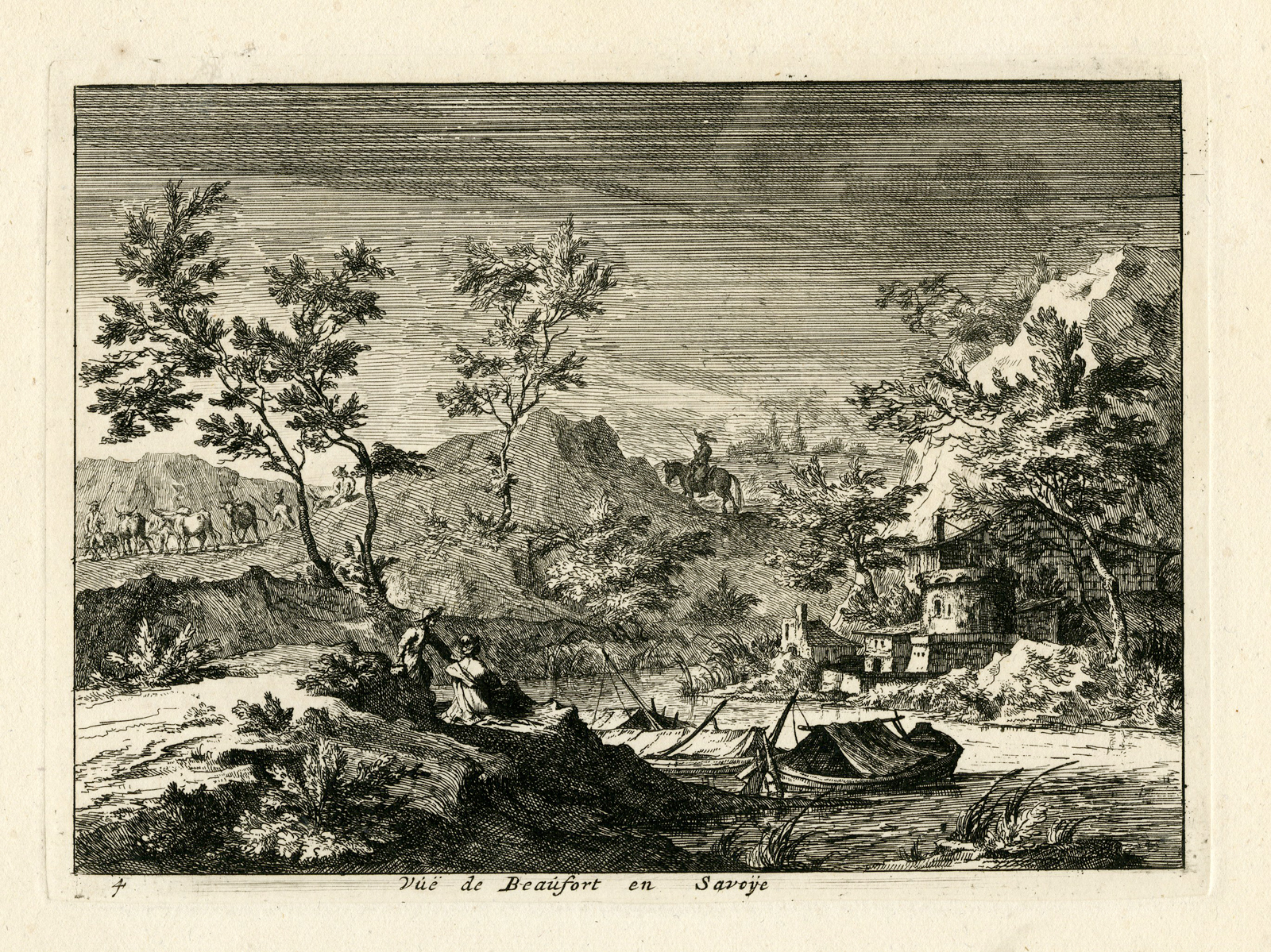 , 4-Antique Master Prints-LANDSCAPES-SAVOIE-Van der Vinne-1688-1721, Pictura Antique Prints