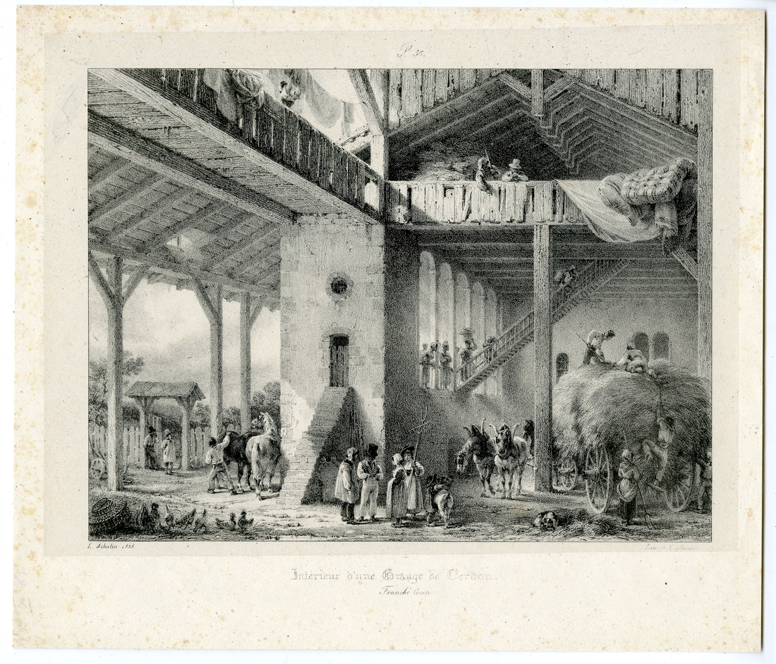 Pco 8827 416x356 Antique Master Print-HAT-CHARETTE-HORSE-HEADDRESS-STAIRCASE-Engelmann-Atthalin-1825