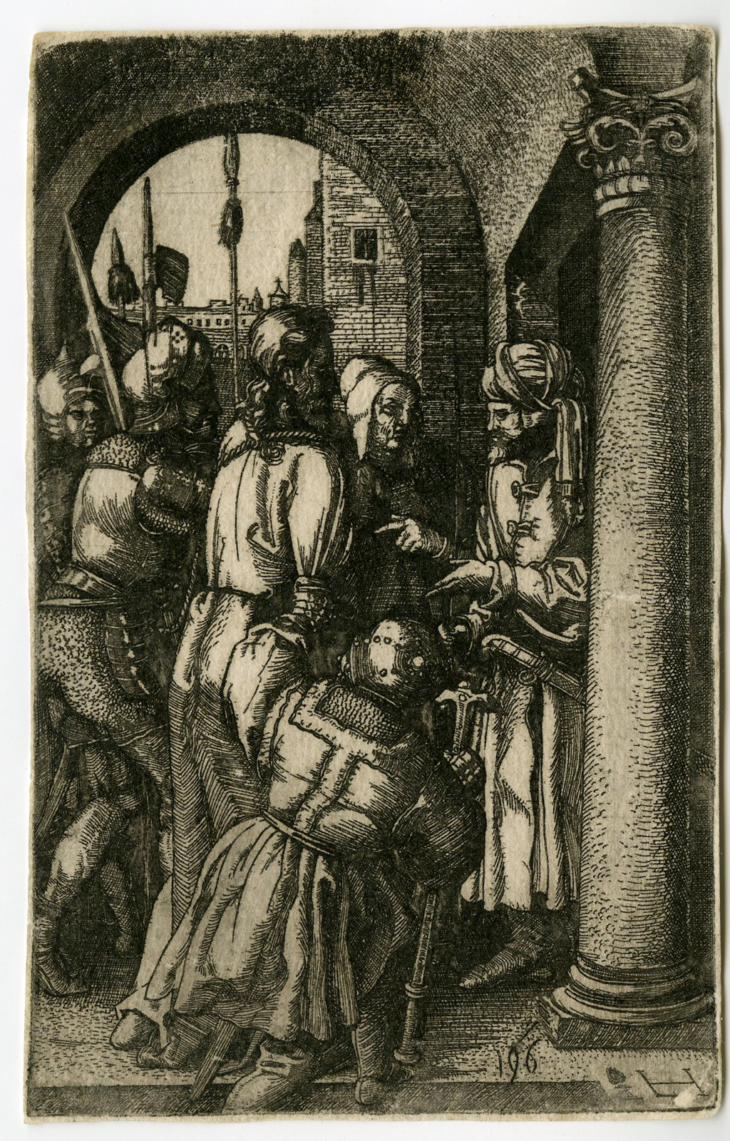 , Antique Master Print-JESUS-CHRIST-PILATE-PASSION-Hopfer-Durer-1520-1550, Pictura Antique Prints