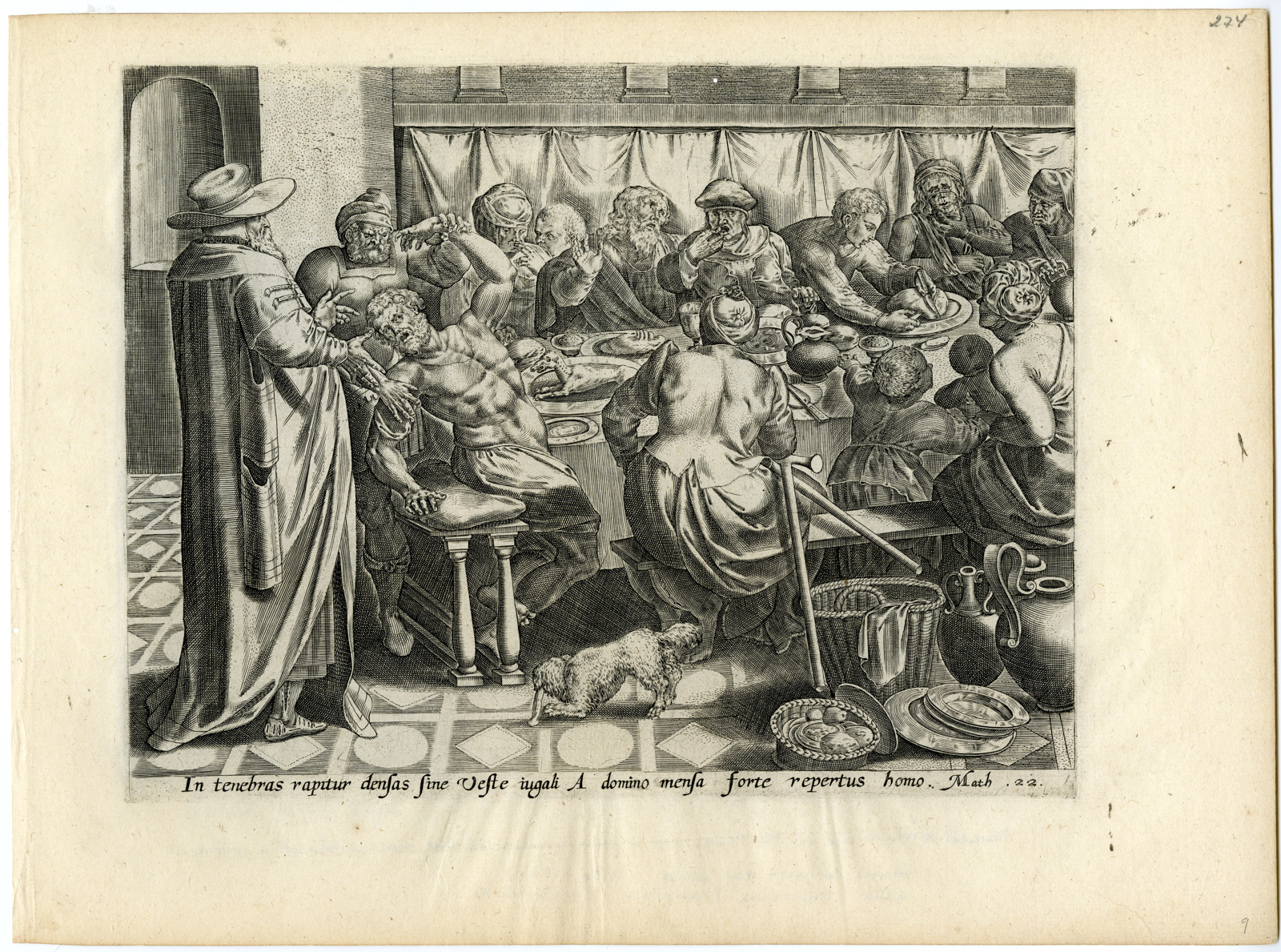 , Antique Master Print-KING-GUEST-WEDDING-GARMENT-ROYAL-Collaert-Francken-c.1575, Pictura Antique Prints
