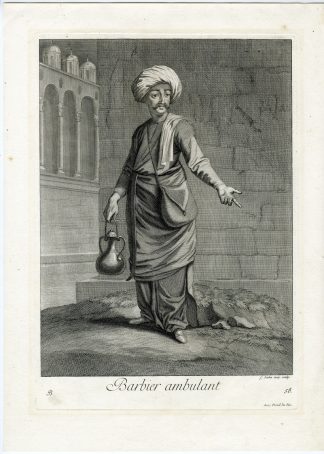 Antique Master Print-TRAVELING-BARBER-OTTOMAN-Scotin-Vanmour-1707