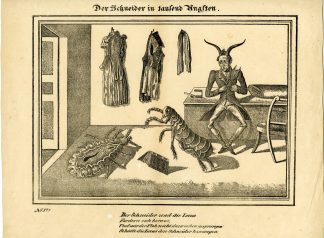 Antique Print-TAILOR-DRESSMAKER-FLEAS-CARICATURE-CATCHPENNY-Anonymous-c.1830