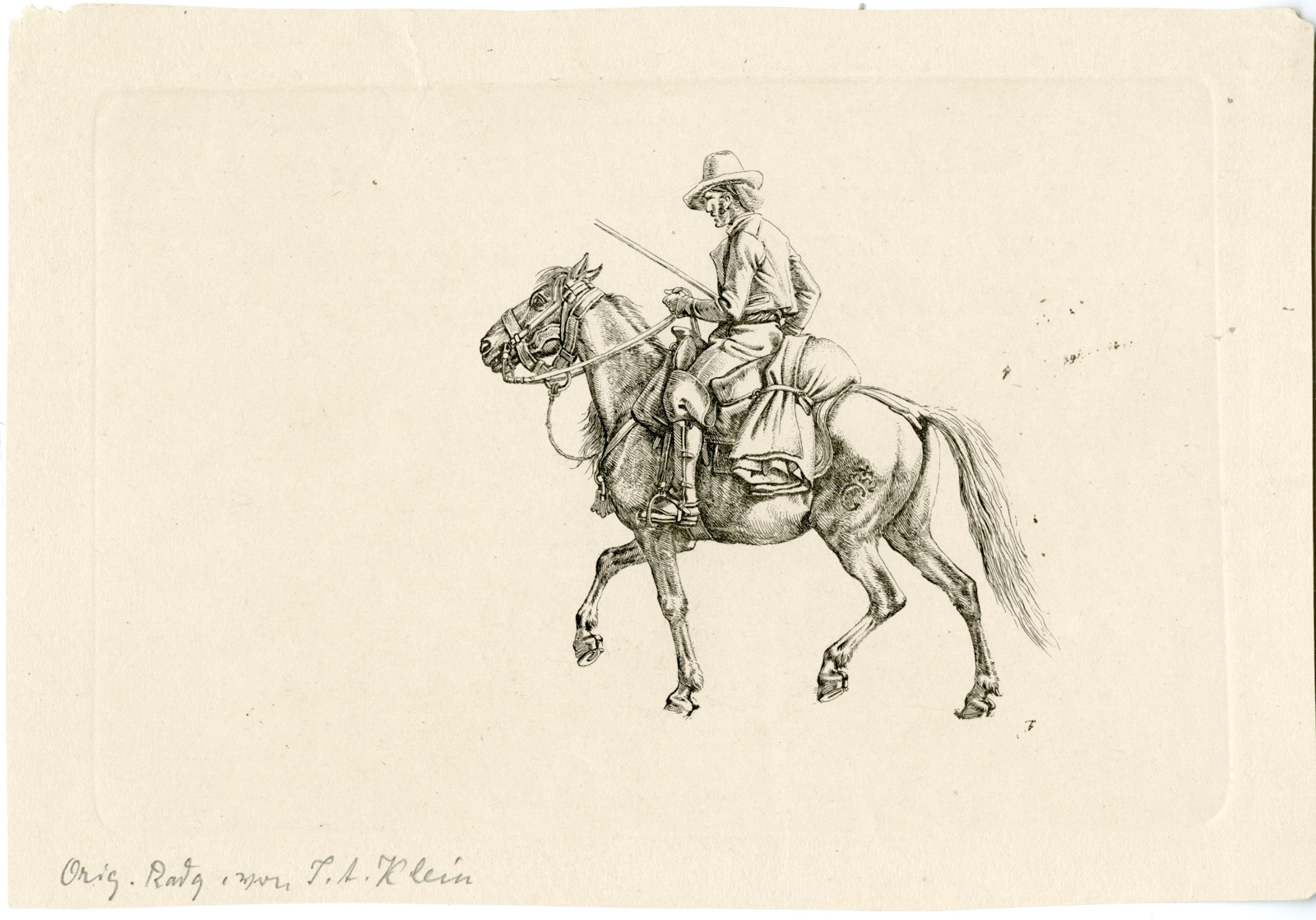 , Antique Master Print-HORSE-RIDER-Klein-c.1800-1849, Pictura Antique Prints
