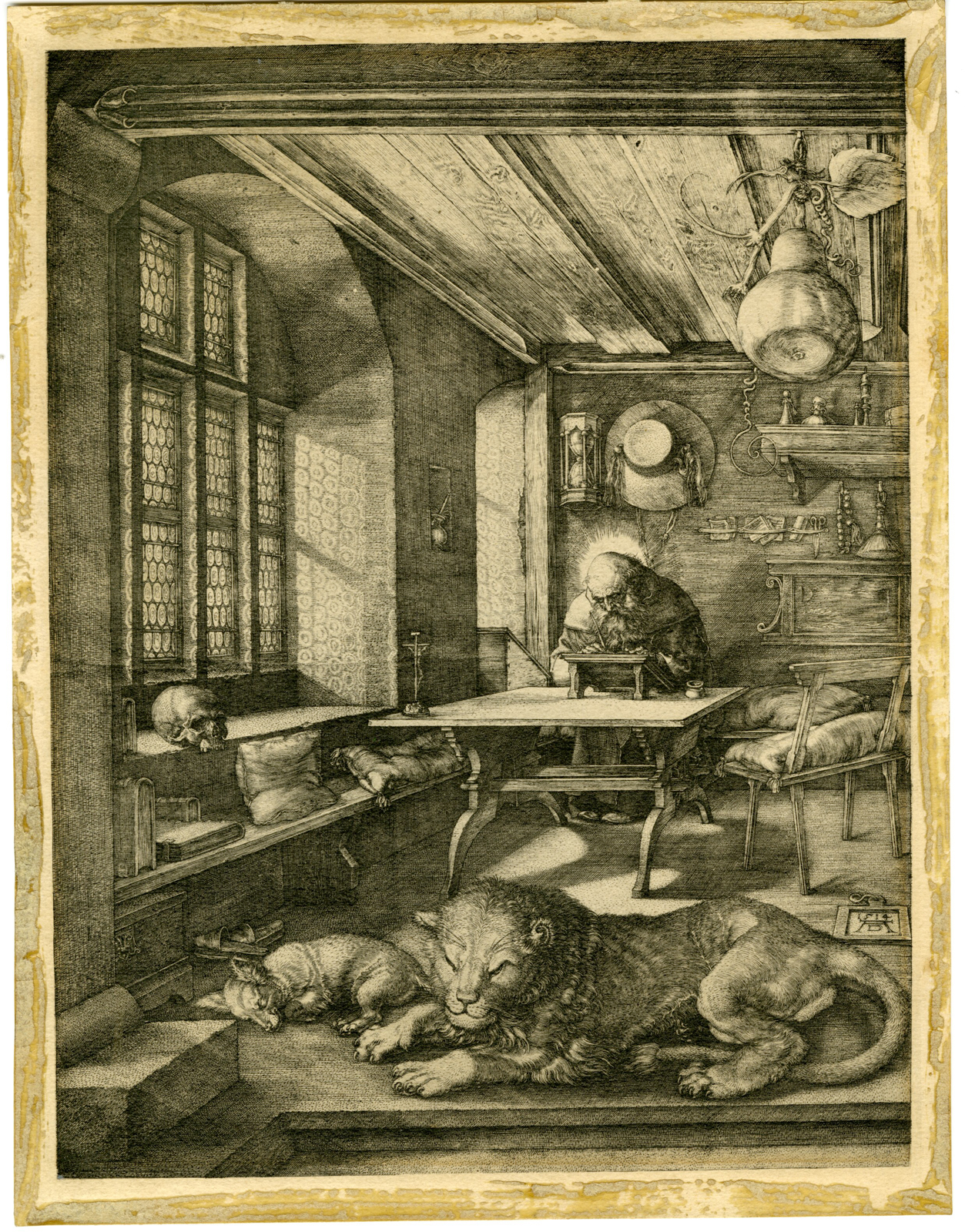 , Antique Master Print-SAINT-JEROME-STUDY-after Durer-18th.c., Pictura Antique Prints