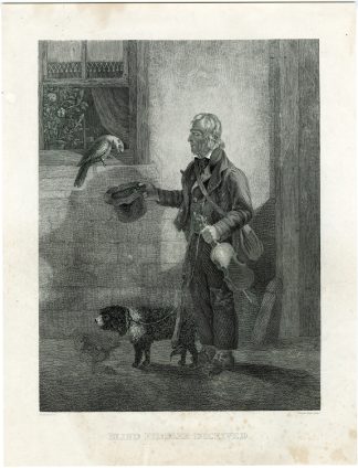 Antique Master Print-BLIND-FIDDLER-DECEIVED-DOG-VIOLIN-Hope-De Burgh-c.1860