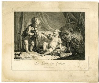 Antique Master Print-RISING-CHILDREN-Basan-Eisen-c.1751-1797