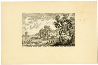 Antique Master Print-MURMURING-COASTAL LANDSCAPE-Perelle-c.1650