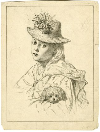 Antique Print-YOUNG-WOMAN-DOG-EARLY LITHOGRAPHY-Anonymous-c.1820