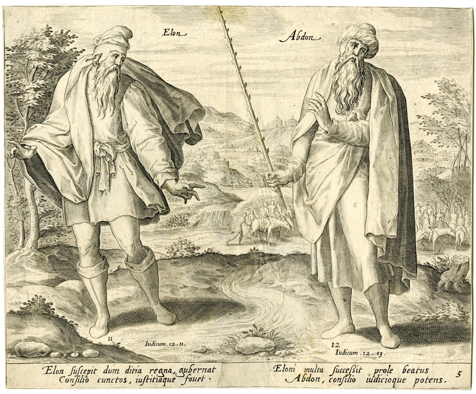 , Antique Master Print-JUDGES-RELIGION-AHIALON-ABDON-Collaert-Snellinck-1578/1585, Pictura Antique Prints