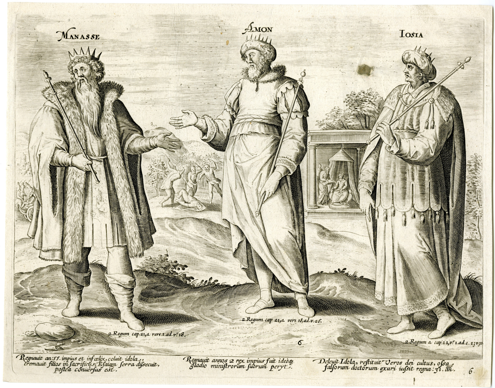 , Antique Master Print-MANASSEH-AMON-JOSIAH-Snellinck-1585/1643, Pictura Antique Prints