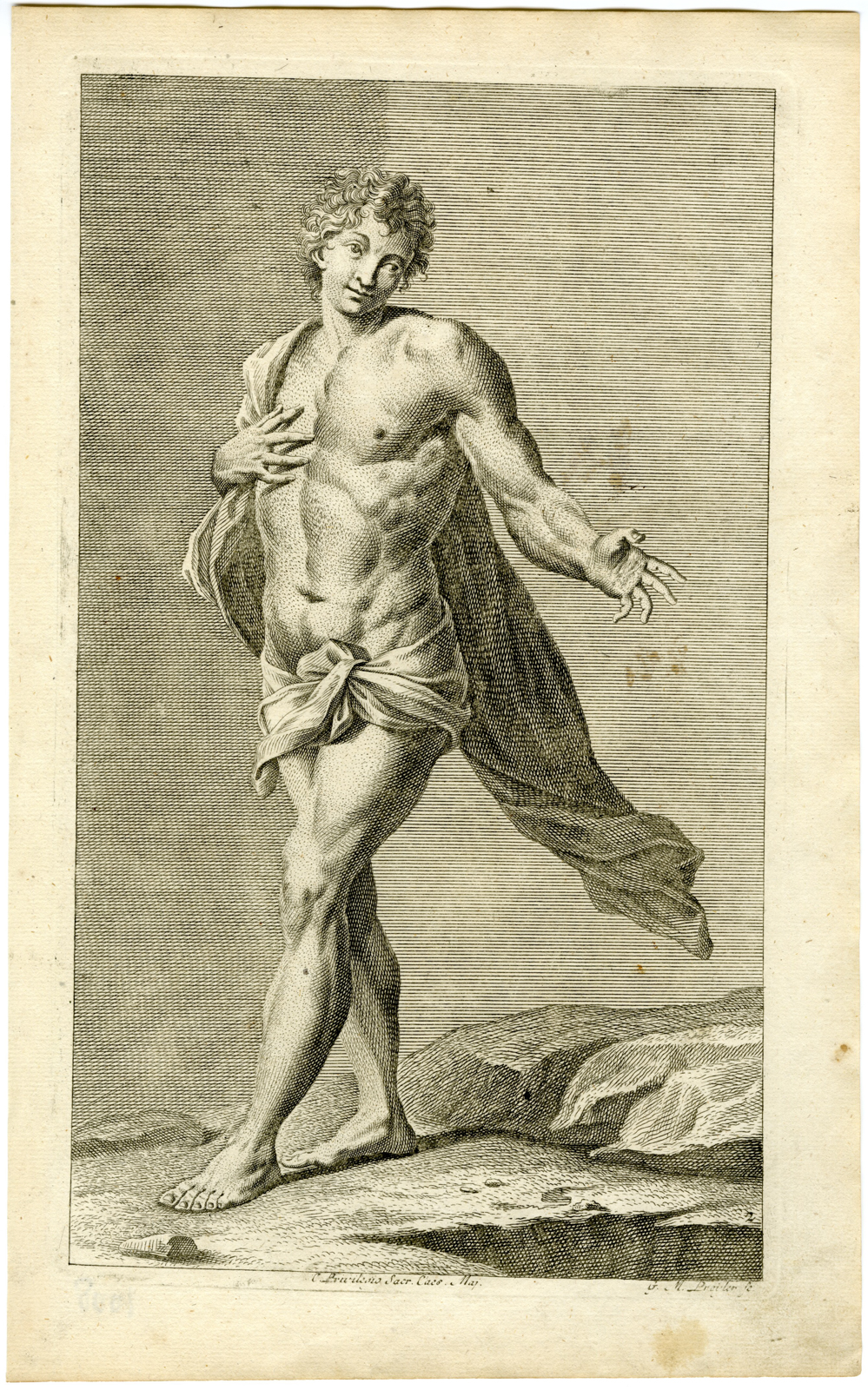 , Antique Master Print-SCANTILY-DRESSED-MAN-Preisler-1722, Pictura Antique Prints