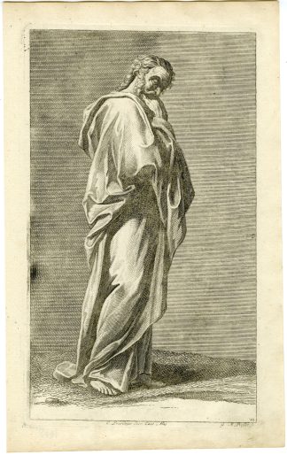 Antique Master Print-PONDERING-MAN-Preisler-1722