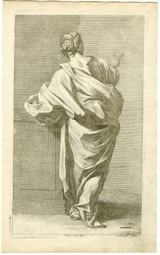 Antique Master Print-CLOTHED-WOMAN-GREEK-CLASSICAL-Preisler-1722