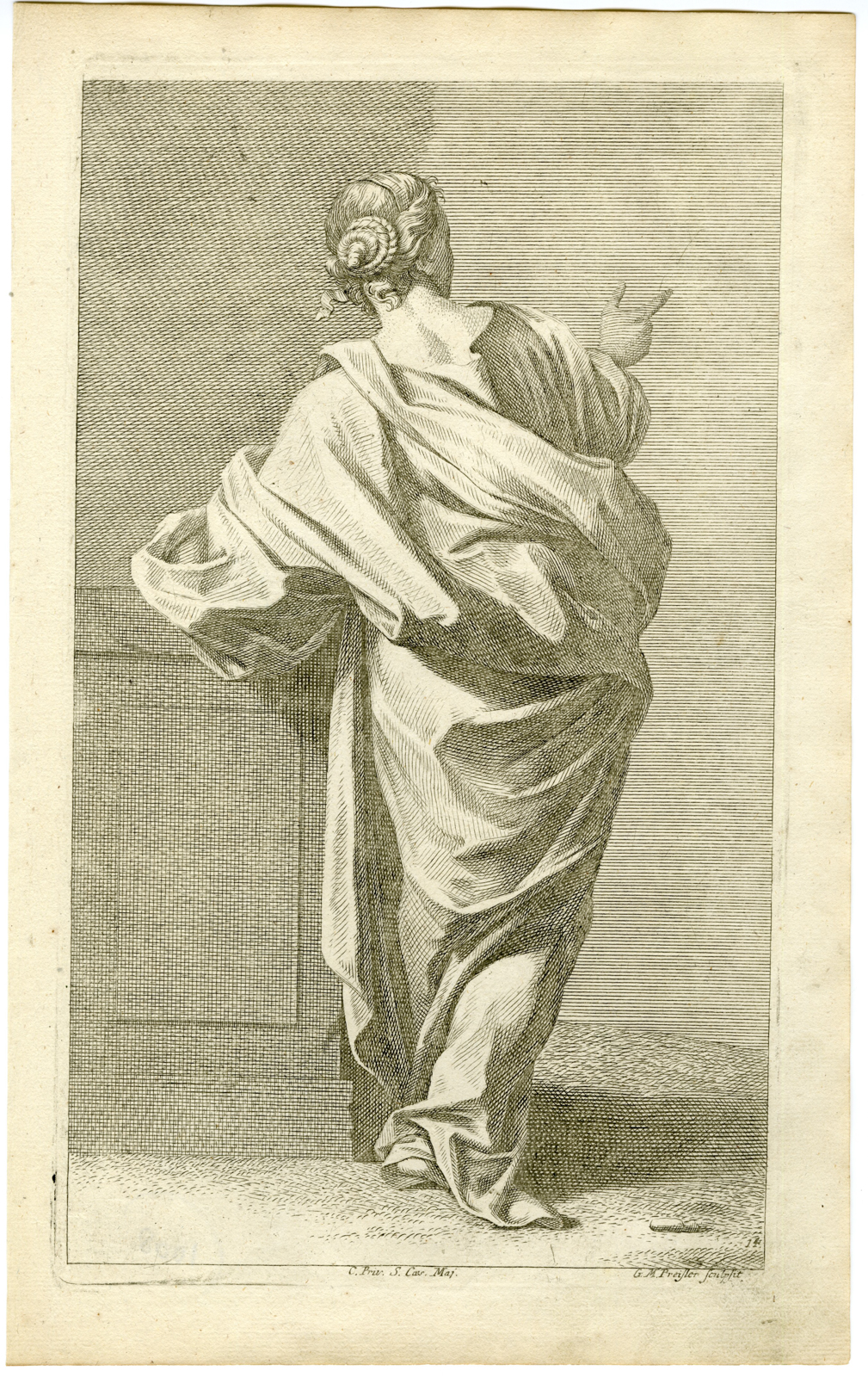 , Antique Master Print-CLOTHED-WOMAN-GREEK-CLASSICAL-Preisler-1722, Pictura Antique Prints