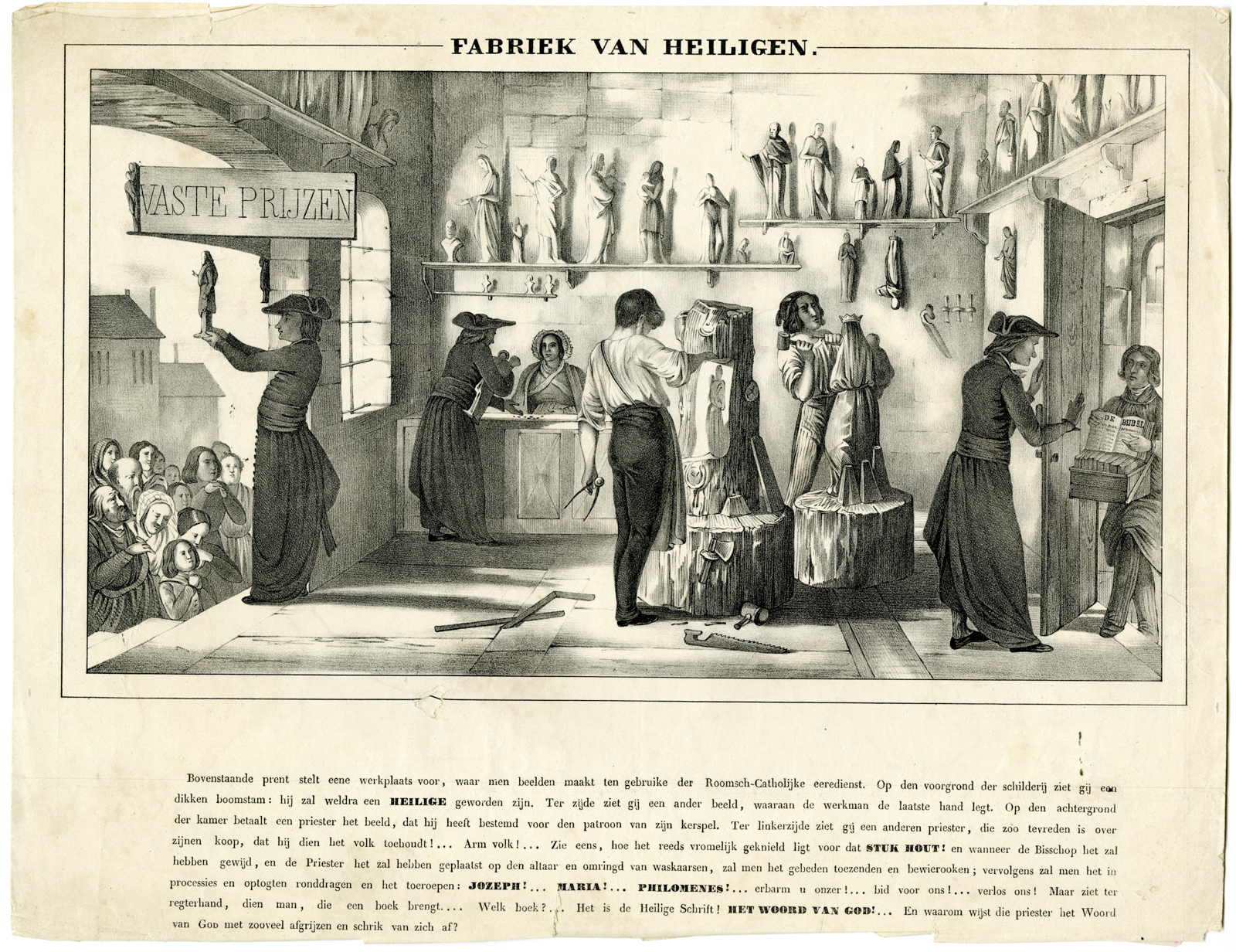 , Rare-Antique Master Print-STATUE FACTORY-CATHOLIC-APRIL-MOVEMENT-Campaign-1853, Pictura Antique Prints