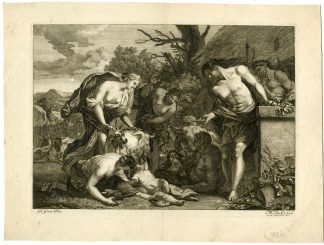 Antique Master Print-JUPITER-SUCKLED-GOAT-AMALTHEA-Pool-Graat-1696-1727