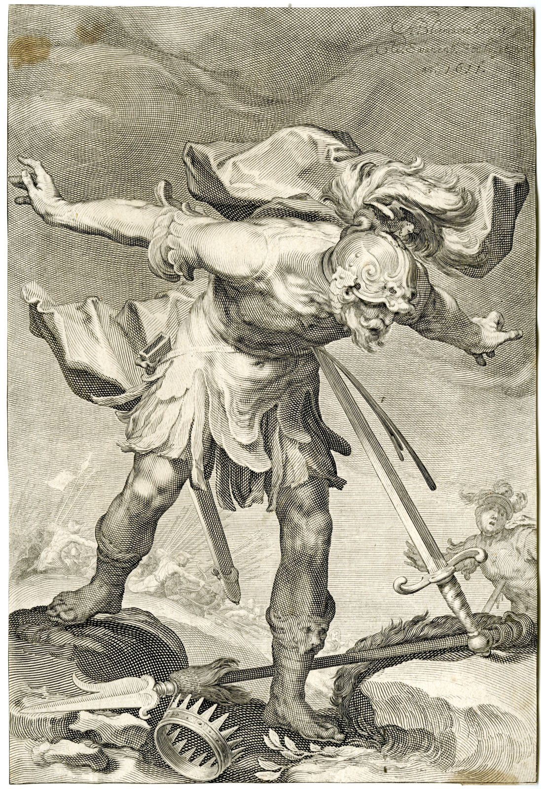 Pictura 03137 416x607 Antique Master Print-KING-SAUL-SUICIDE-SWORD-Van Swanenburg-Bloemaert-1611