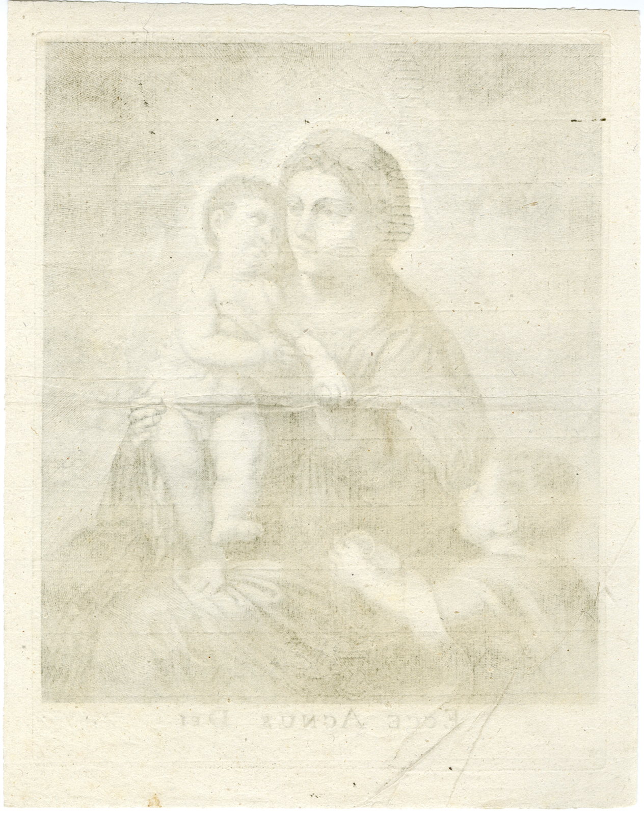 , Antique Master Print-VIRGIN-CHILD-ST JOHN-MADONNA-Bloemaert-17th.c., Pictura Antique Prints