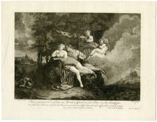 Antique Master Print-VENUS-ADONIS-LOVERS-Pool-Poussin-1696-1727