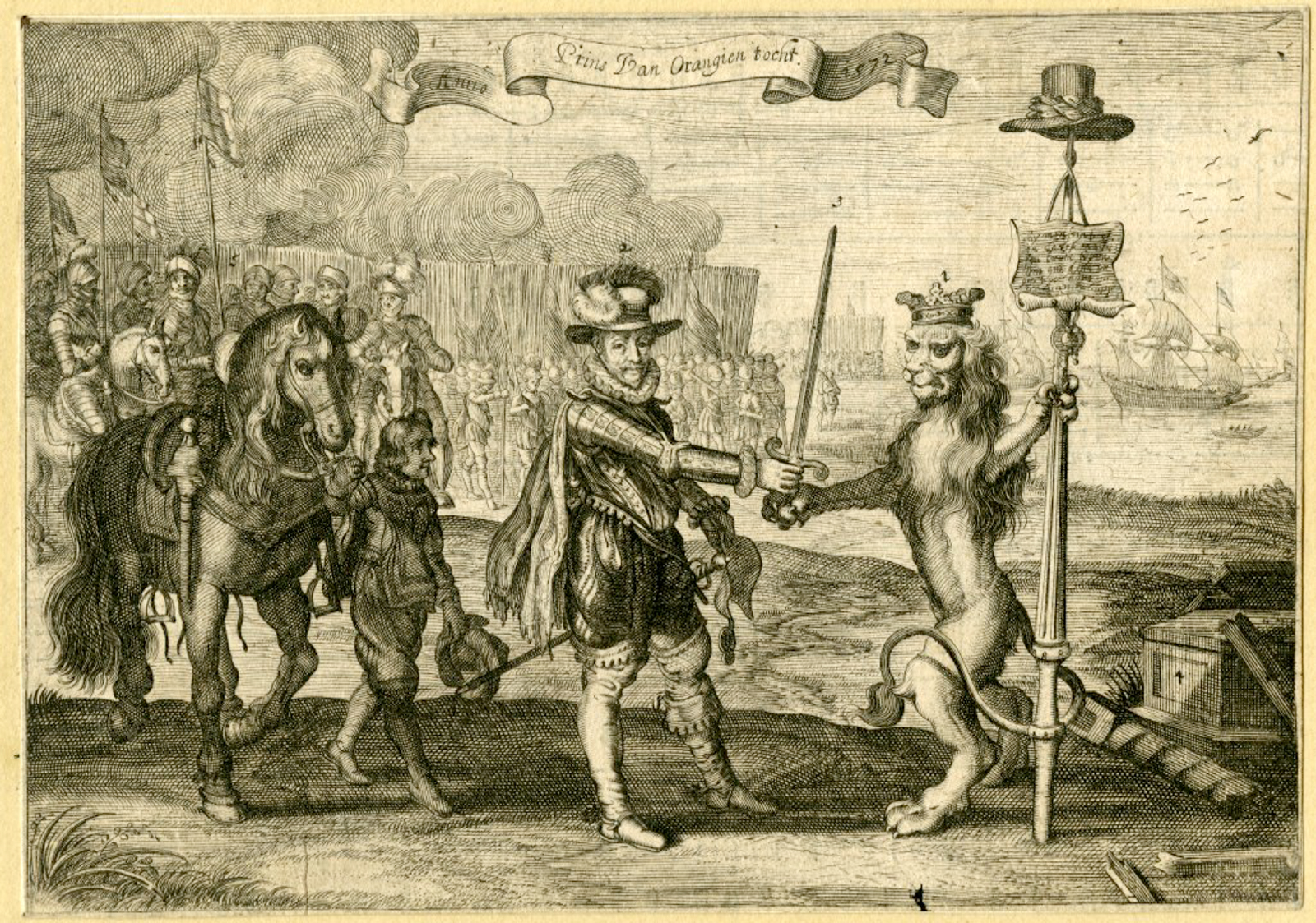, Rare-Antique Master Print-WILLIAM OF ORANGE-PRINCE-LION-Serwouters-Venne-1622, Pictura Antique Prints