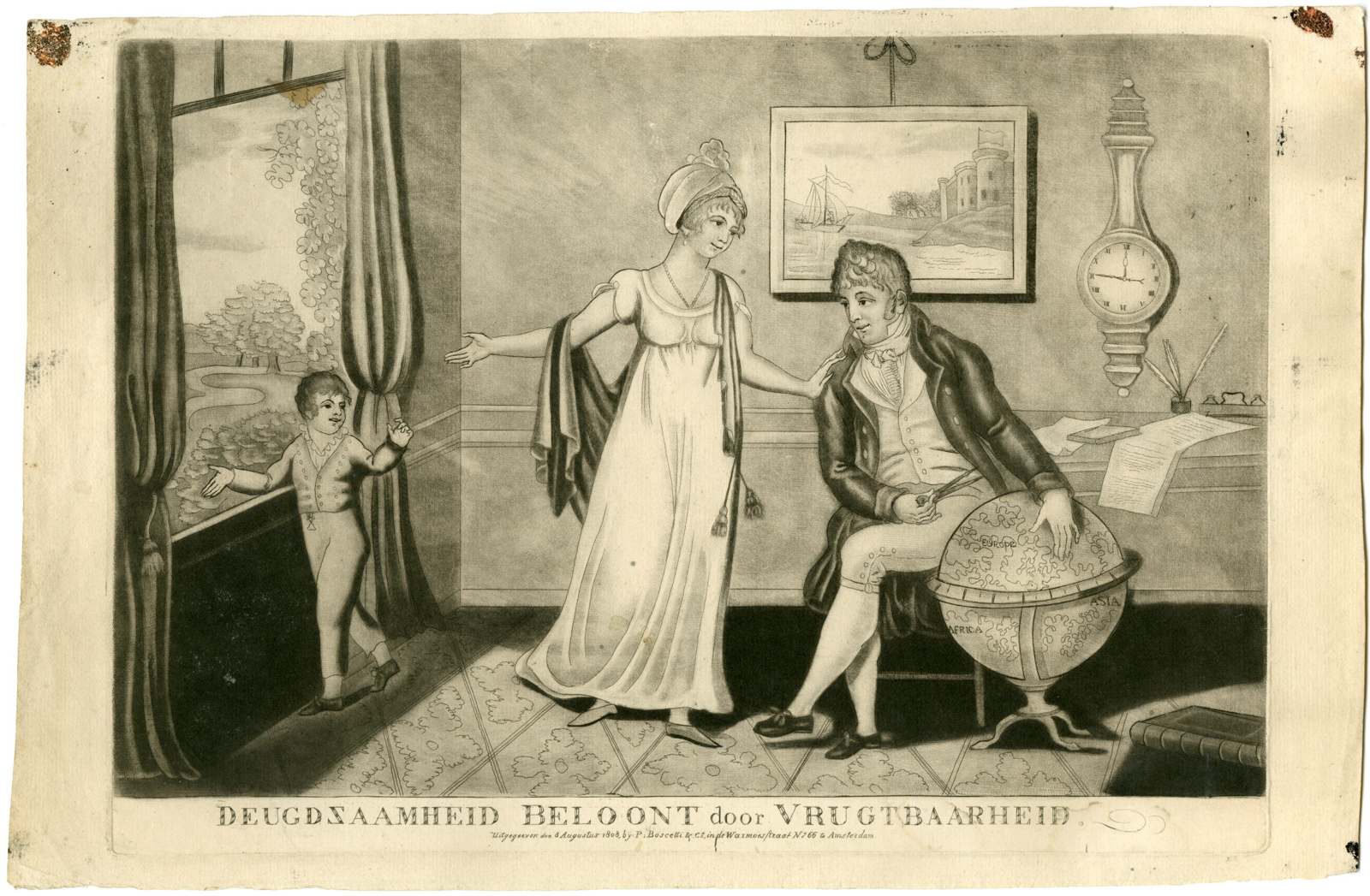 , Rare-Antique Master Print-VIRTUE-FAMILY-FERTILITY-SUCCES REWARD-Boscetti-1808, Pictura Antique Prints
