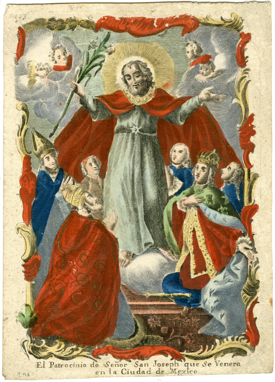 , Antique Print-MEXICO-CITY-SAINT-JOSEPH-DEVOTION-Anonymous-18th.c., Pictura Antique Prints