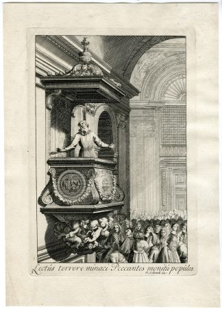 Antique Master Print-PREACHER-PULPIT-CHURCH-PLATE 3-Le Pautre-1732-1734