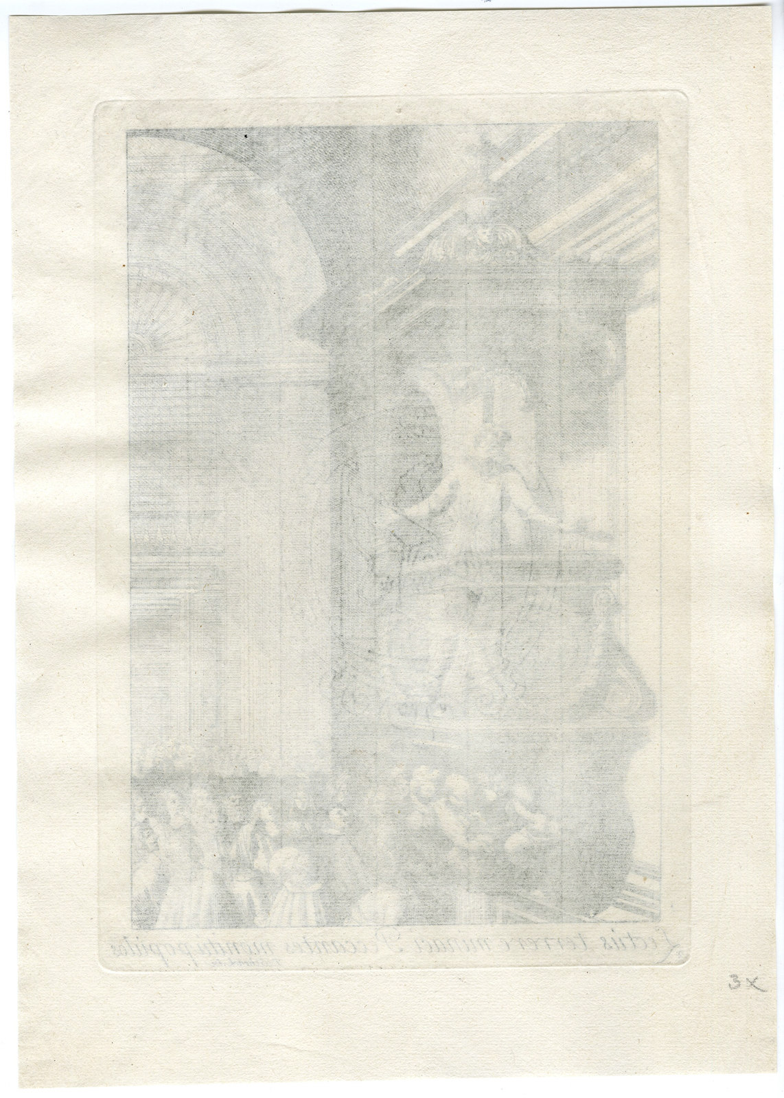 , Antique Master Print-PREACHER-PULPIT-CHURCH-PLATE 3-Le Pautre-1732-1734, Pictura Antique Prints