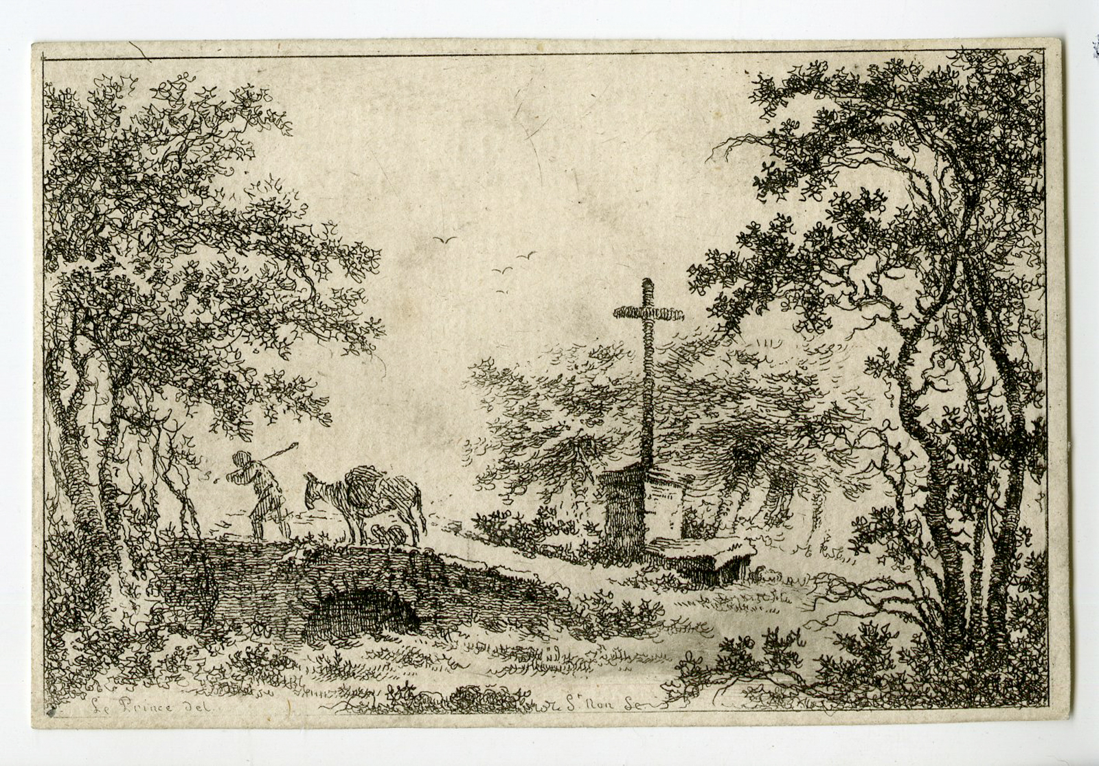 Pco 11862 416x290 Antique Master Print-LANDSCAPE-BRIDGE-MULE-CROSS-Saint-Non-le Prince-c.1755