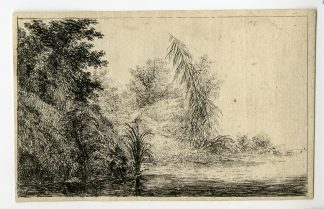 Antique Master Print-LANDSCAPE-TREES-SHRUBS-REED-ROCK-Saint-Non-le Prince-c.1785