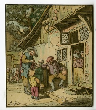 Antique Master Print-TAVELING-MUSICIANS-Schreuder-Ostade-18th c.