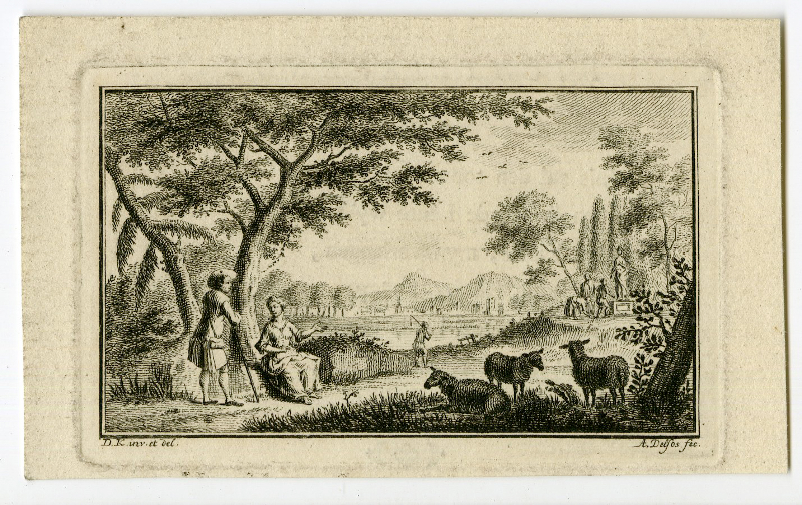 , Antique Master Print-LANDSCAPE-SHEPHERD-SHEPHERDESS-Delfos-Kuypers-1764-1765, Pictura Antique Prints