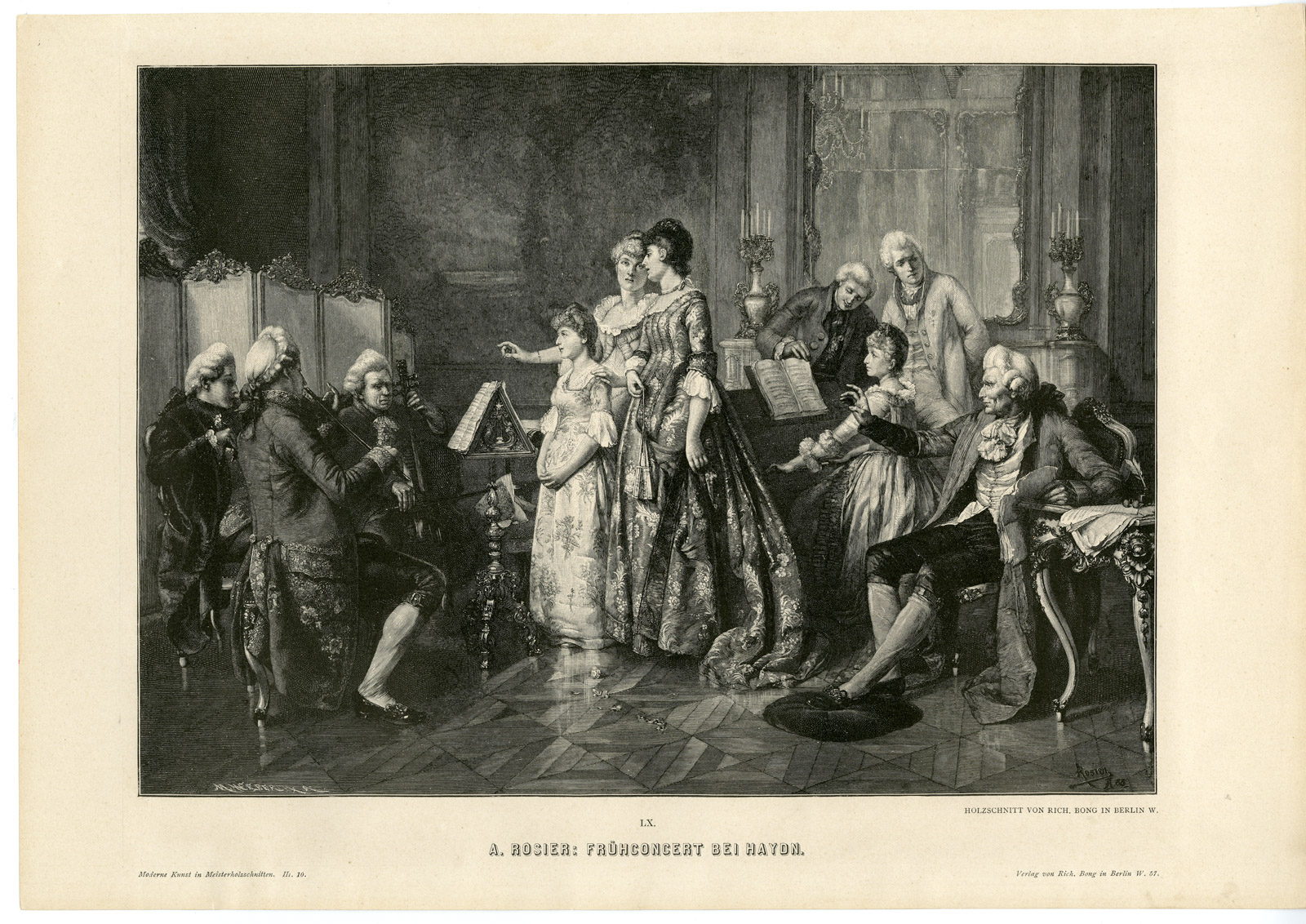 , Antique Print-HAYDN-MUSIC SALON-STRING TRIO-PIANO-Bong-Rosier-1872, Pictura Antique Prints
