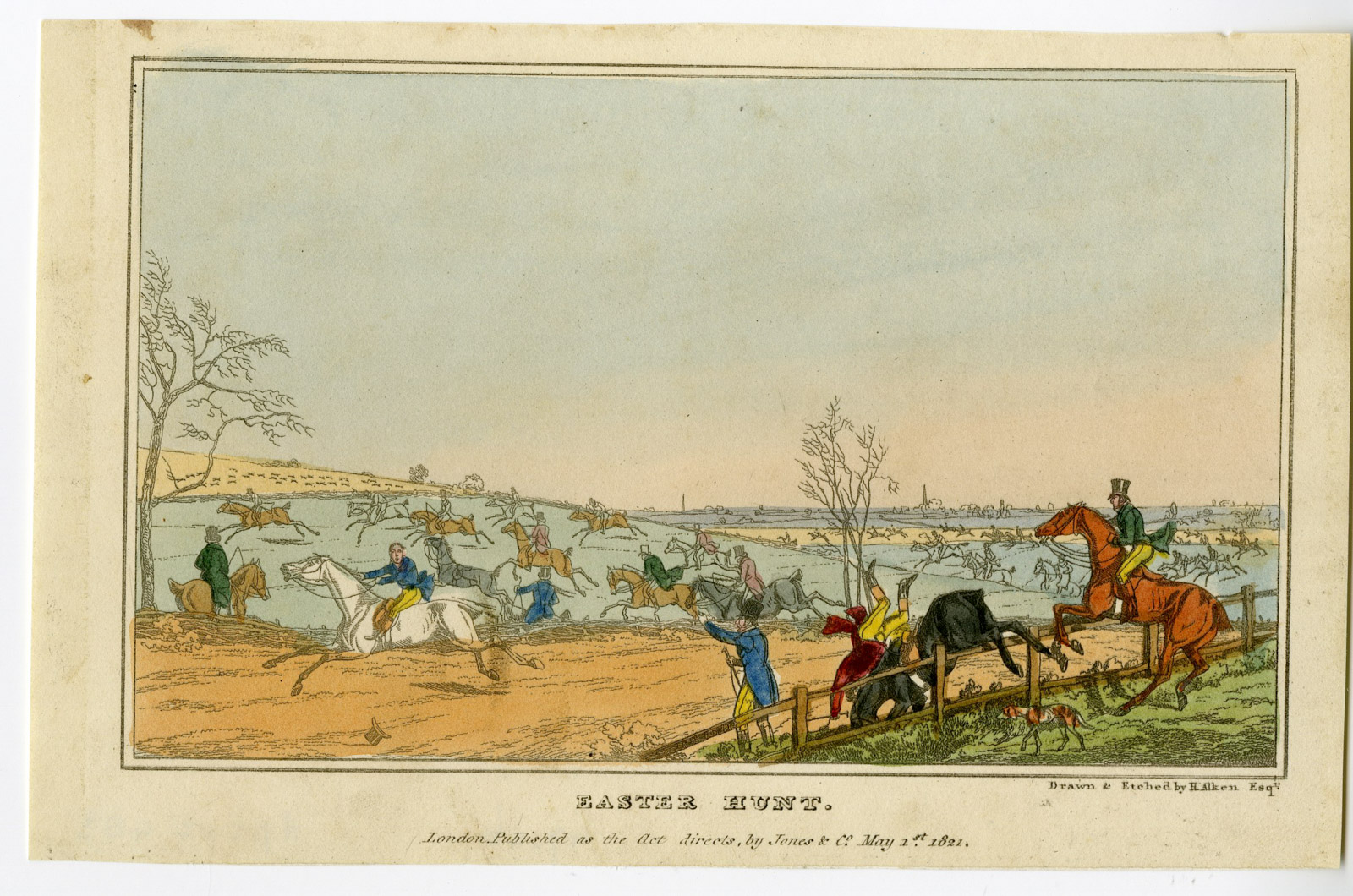 , Antique Print-EASTER HUNT-HUNTING-HORSE-DOG-HUNTER-Alken-1821, Pictura Antique Prints